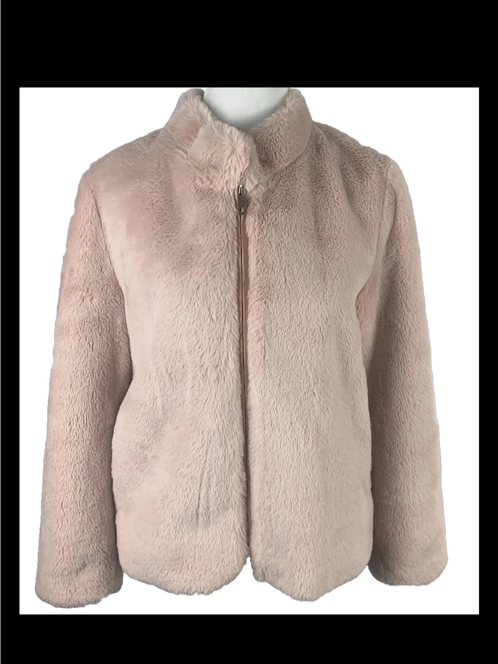 Skies are Blue Sz L dusty pink faux fur full zip jacket NEARLY NEW